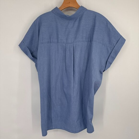 NYDJ Womens Blue chambray Short Sleeve Tie-Front camp shirt Blouse size 1X new - Picture 12 of 12